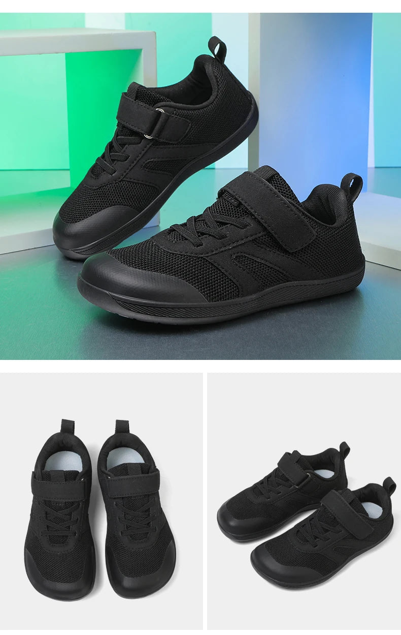 Kid Wide Width Barefoot Shoes | Boys/Girls Minimalist Elastic Opening Sneakers| Flexible- Zero Drop Sole Outdoor Children Shoes