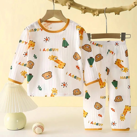 Children Sets Cotton Kids Clothes Long/Short Sleeve Home  Sleepwear Children's Clothing Boy Girl Autumn winter Tops Pants Suits