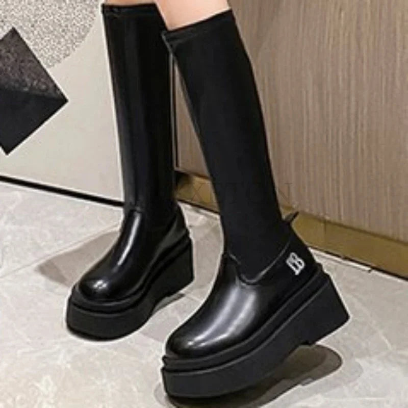 Brand New Gothic Style Sexy Elegant Chunky Platform Women Ankle Boots Big Size 43 Walking Comfy Woman Shoes  Platform Shoes