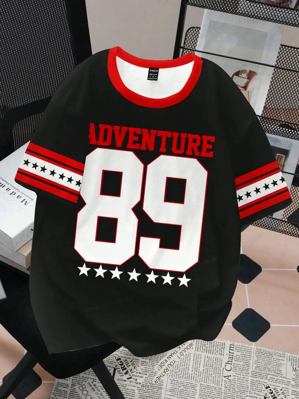 New Creative Breathable Men's T-shirt with Graffiti Printed Pattern Outdoor Quick drying Comfortable Sports Top