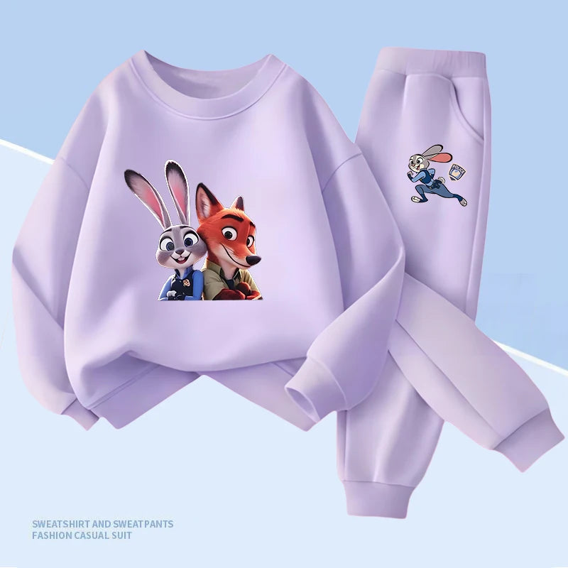 Spring Baby Girls Boys Casual Clothes Set Children Disney Zootopia Judy Printing Sweatshirt Top and Pants 2 Pieces Pullover Set