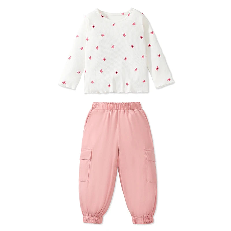 Little maven Children's Clothing Set Toddler Girls 2025 Autumn Spring Cartoon Bowknot Outfits for Kids Clothes Top+Pant Sets