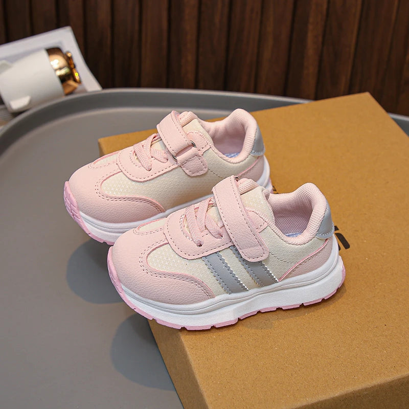 Children's Sneakers 0-8 Years Old Blue Leather Boys Girls Single Shoes Four Seasons Models Soft Non-slip Kids Walking Shoes