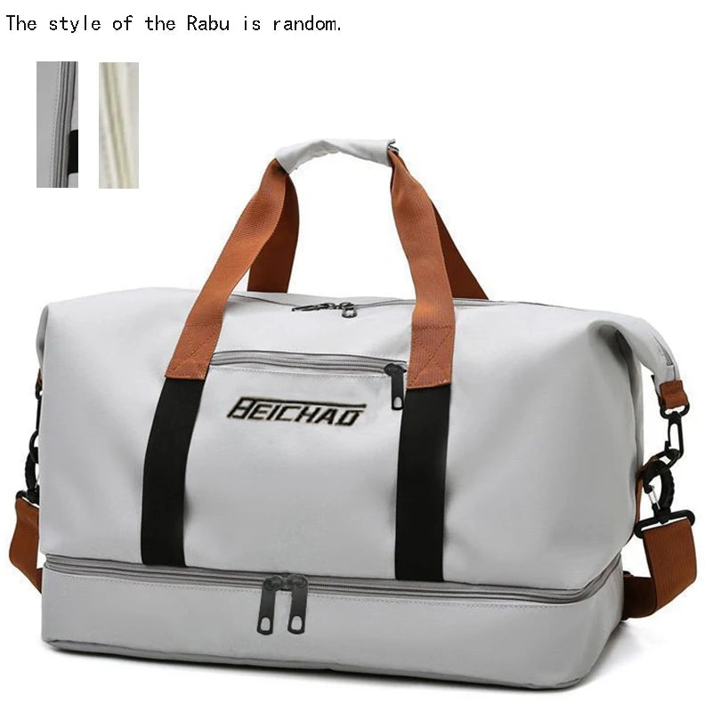 Large Capacity Travel Bag, Dry Wet Separation Design, Foldable Waterproof Gym Bag,Shoe Compartment, Ideal for Outdoor Activities