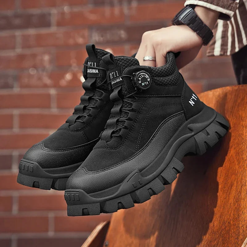 Men's Short Boots 2024 Winter New Thick Soled Work Casual Shoes Waterproof Non-Slip Sneakers Male Tenis Shoes Outdoor Boots Men