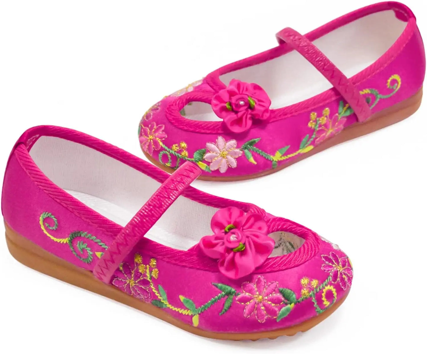 Kids Girl Shoes Dress Up Floral Flats Embroidery Wear Comfortably Chinese Style Children's Baby Shoes Protective Foot Size 25-34