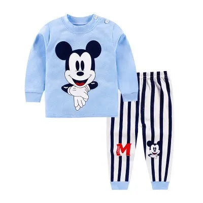 Baby Boys Girls Long Sleeve Underwear Outfits 2024 New Autumn Clothes Autumn Pants 2pcs Infant Costume Cartoon Tops+Panrs