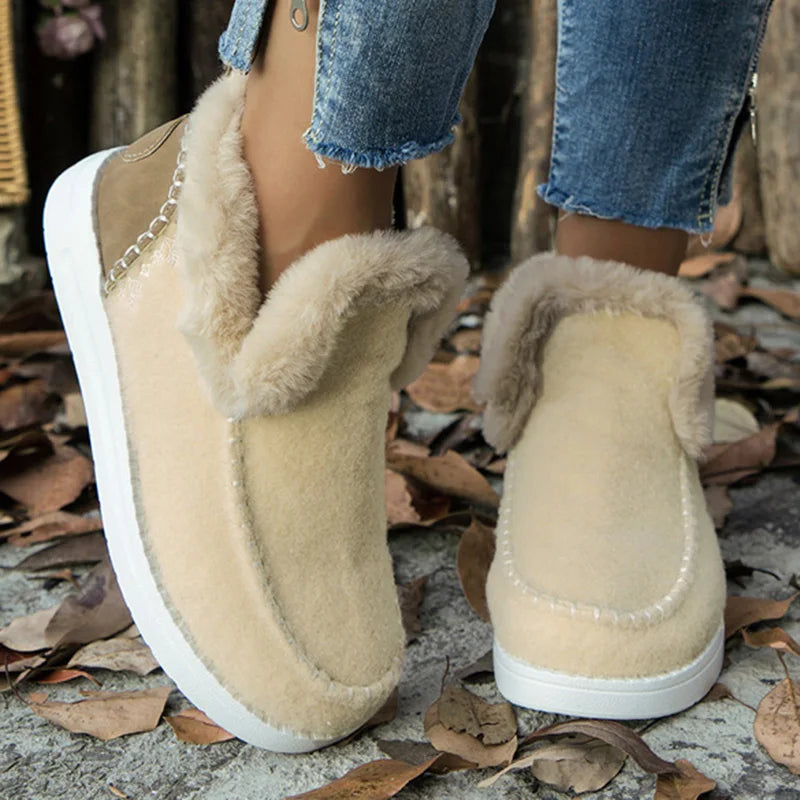 Boots Woman 2025 Trend Snow Flat Shoes Women Platform Women Shoes Fashion Ankle Boots Plush Botas Mujer Women's Winter Boots