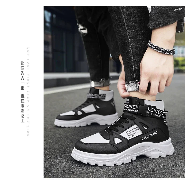 Trendy Men's Short Boots Autumn Winter Fashionable Lightweight Comfortable Anti Slip Flat Shoes Basketball Sports Casual Shoes