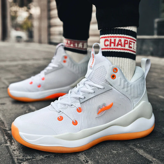 Basketball shoes for men breathable youth students grip anti-slip cushioning high elastic professional training sports shoes