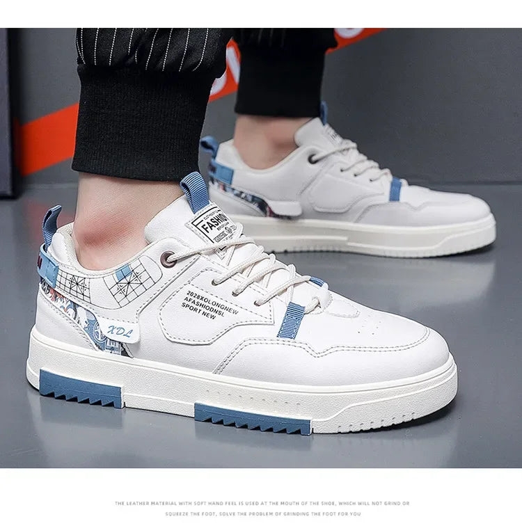 Men's shoes 2024 summer new breathable white shoes men's trendy and versatile thick soled sports board shoes trendy shoes