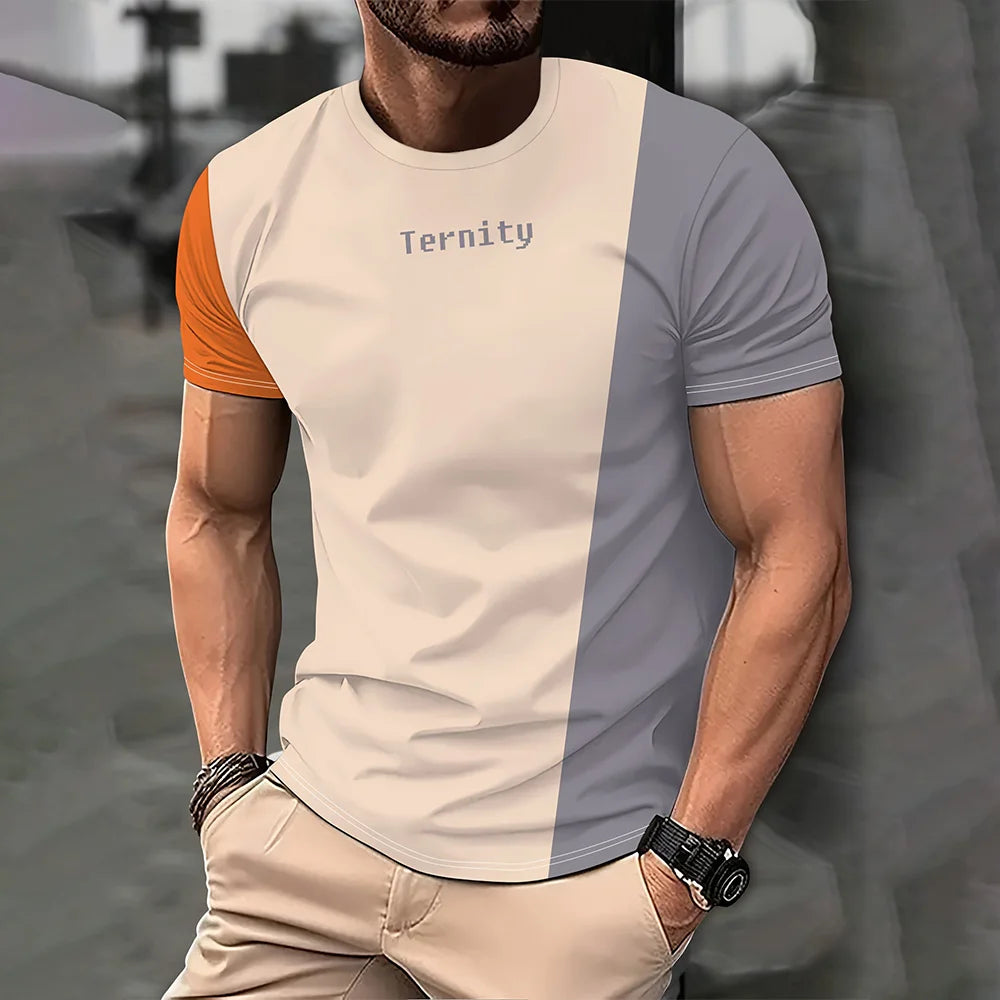 Men's T-shirt Letter Never Give 3D Printing Casual Short Sleeve T Shirts Oversized Men T-shirt Clothing Tops Outdoor Streetwear