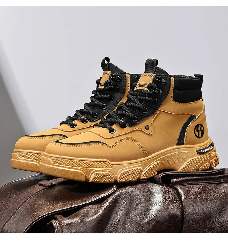 2025 autumn new breathable work boots for men, anti slip, wear-resistant, safety shoes, casual and comfortable sports shoes