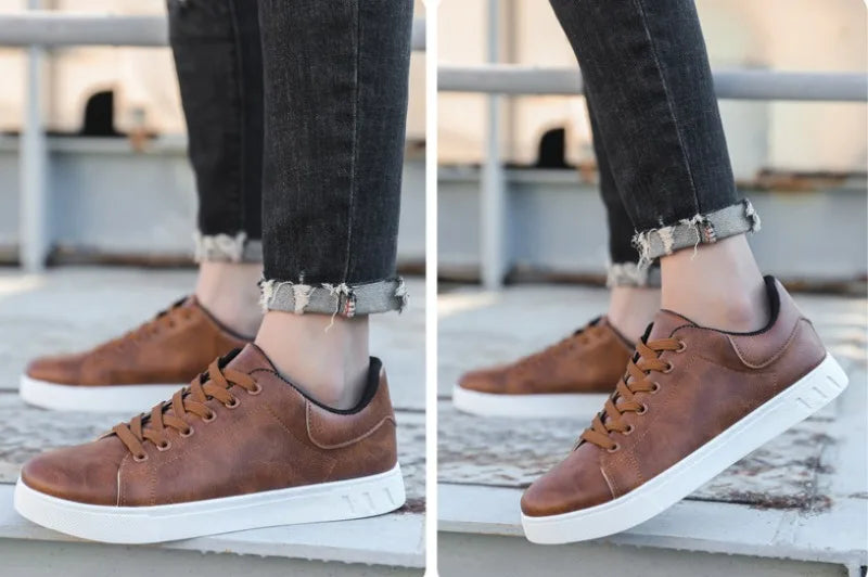 2025 Spring Classic Men Leather Casual Shoes Cross-border Hot Sale Versatile Man Sneakers Loafers Fashion Large Size Board Shoes