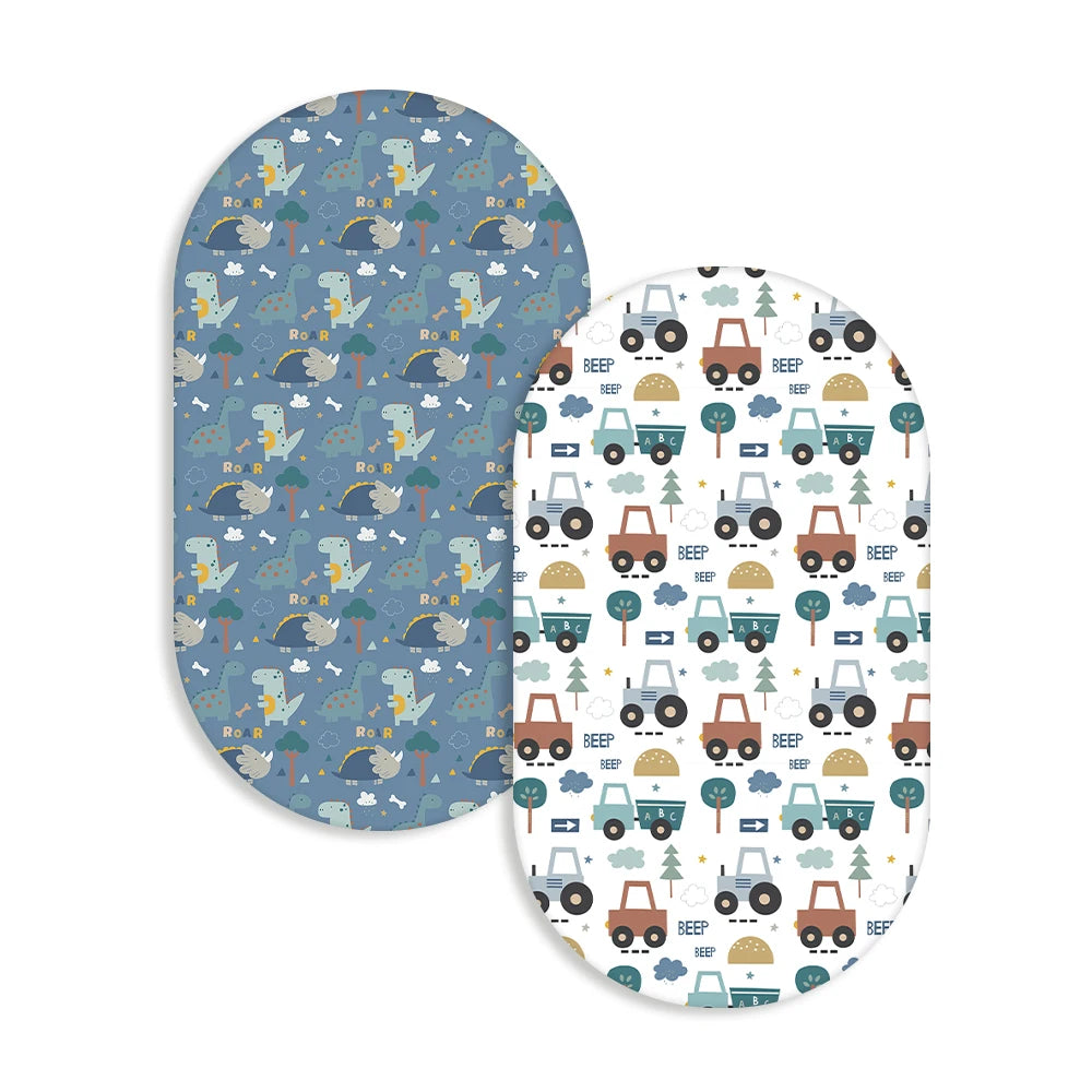 Elinfant 2PCS Polyester Fitted Crib Sheet Set,Toddler Bed Sheets Mattresses,Changing Pad Cover,Baby Fitted Bassinet Bed Sheet