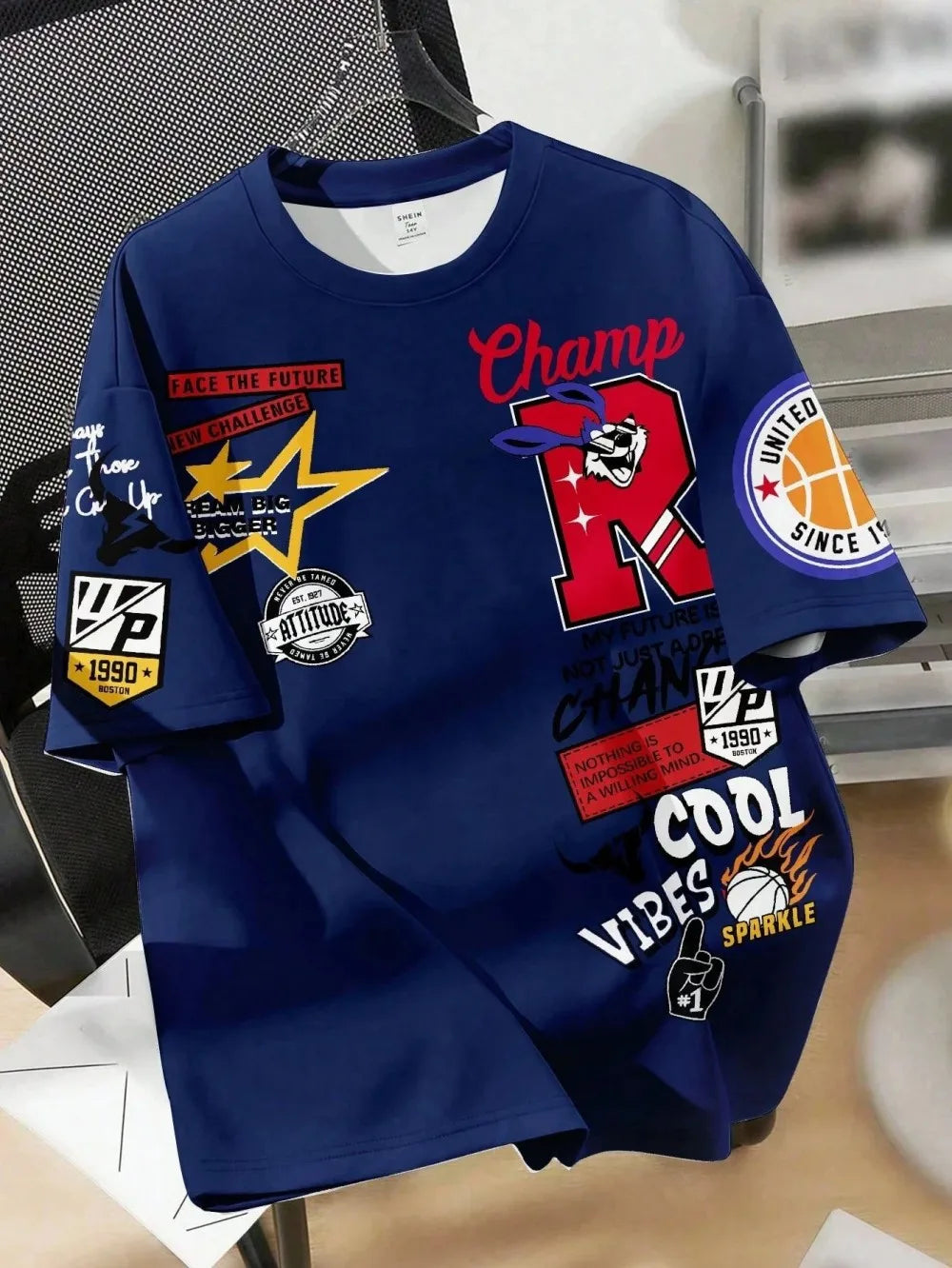 New Creative Breathable Men's T-shirt with Graffiti Printed Pattern Outdoor Quick drying Comfortable Sports Top