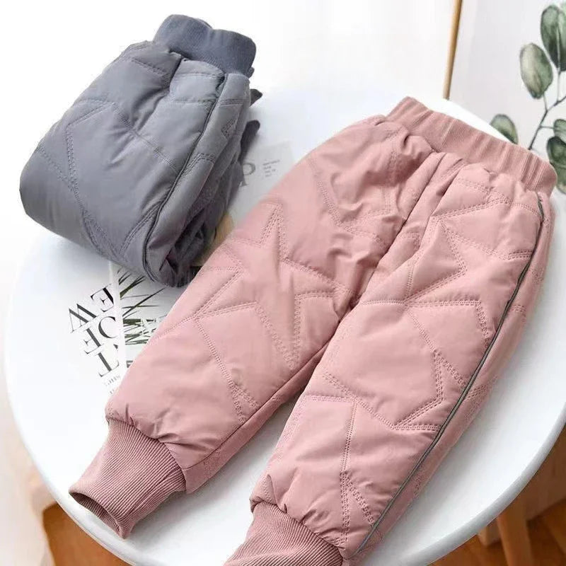 Kids Winter Thermal Pants Cotton-Padded Warm Trousers for Cold Weather Outdoor Snow Play & Comfort