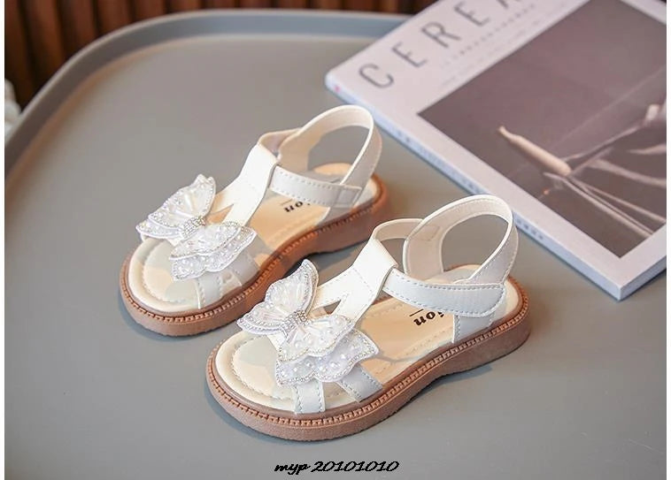 Kids Sandals Girls Shoes Summer New Arrival Beach Shoes with Slip-Resistant Soles Princess Style Sweet Exquisite 23-36 Size