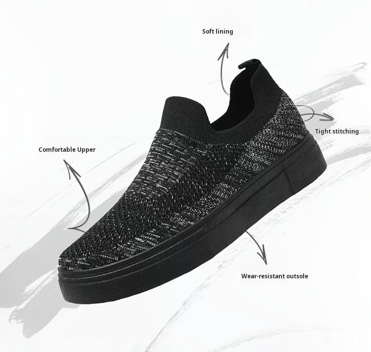 Men's Casual Shoes with Simple Mesh Design Flat Low-top Spring and Summer Shallow-mouthed Wearing Style Versatile Walking Shoes