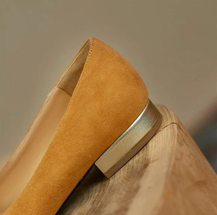 Shoes for Woman 2025 Office Women's Summer Footwear Pointed Toe Yellow Low Heel Elegant Fashion Trend on Promotion High Quality