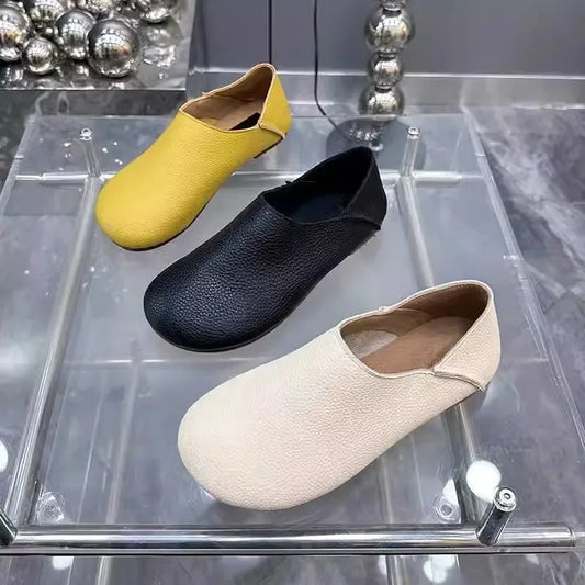 2025 New Women's Single Shoes Summer New Round Head Shallow Mouth Casual Comfortable Soft Sole Wear-resistant Shoes