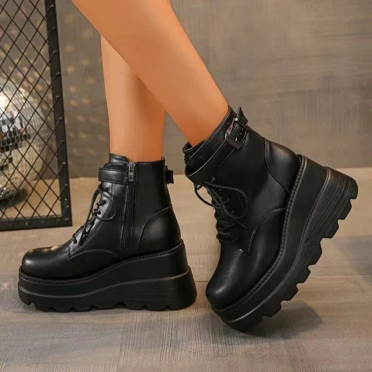 New Gothic Black Boots Ankle Shoes Thick Sole Sneakers Women's Luxury Designer Casual New Rock Booties Platform Boots
