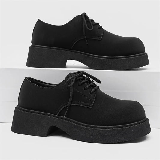 Classic British-Style Round-Toe Leather Shoes Non-Slip Comfortable Casual Dress Shoes Solid-Color Footwear for Youth Streetwear