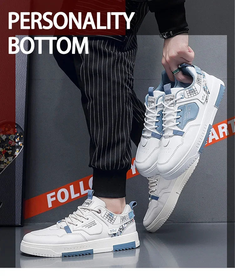 Men's shoes 2024 summer new breathable white shoes men's trendy and versatile thick soled sports board shoes trendy shoes