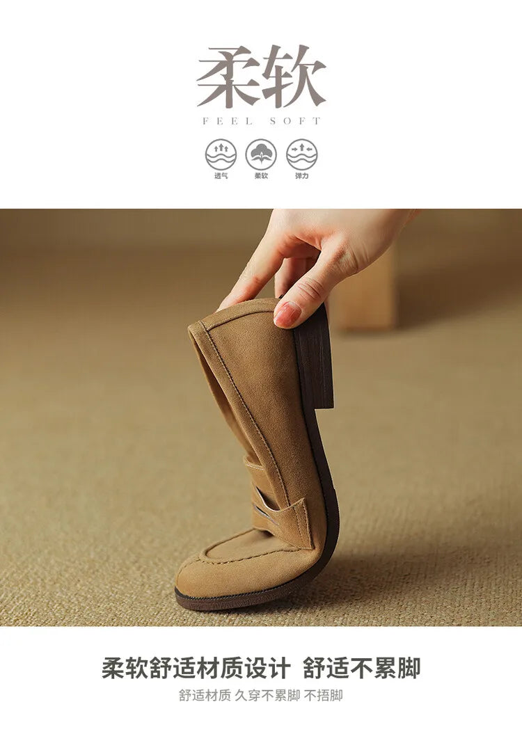 Shoes for Women 2024 Summer Brown Casual Flats Ladies Shoe Fashion Suede Loafers Soft Sole Non-Slip Feminino Zapatos Mujer