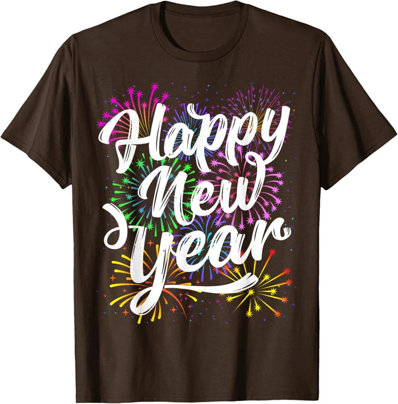 2025 Happy New Year T Shirt Fashion Simple Alphabets Short Sleeve Men Women 3D Printed T-shirt Casual Crew Neck Oversized Tees