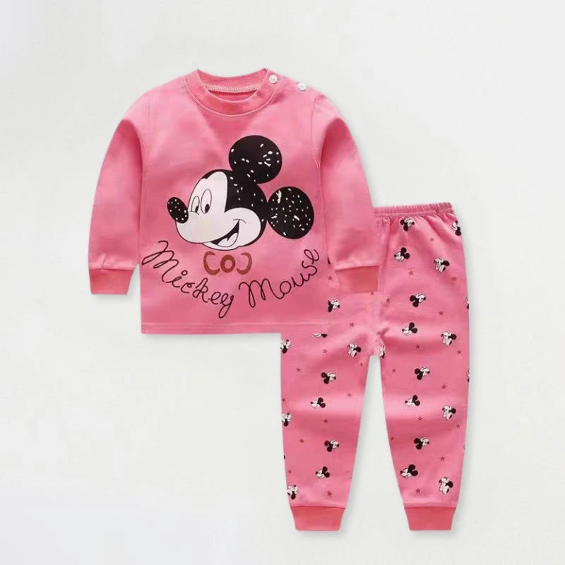 Disney Mickey Print Baby Boys Underwear Set Autumn Kids Home Clothes Suit Casual Cartoon Long Sleeve Tops + Pants Children's Pjs