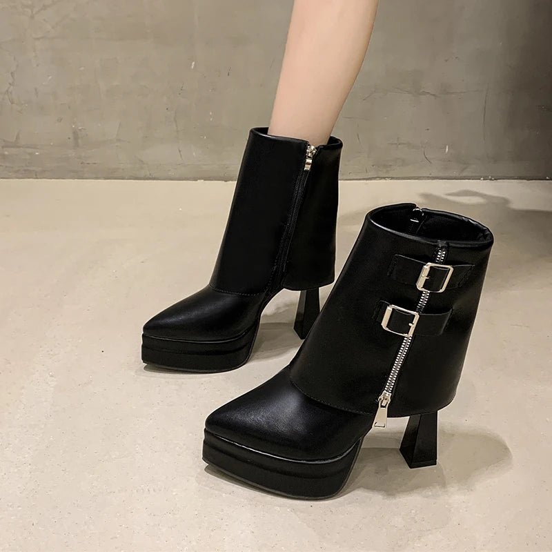 Boots for Women Fashion Designer Trouser Tube Boots Thick Bottom Heightening Platform Boots Women's Side Zipper Ankle Boot Botas