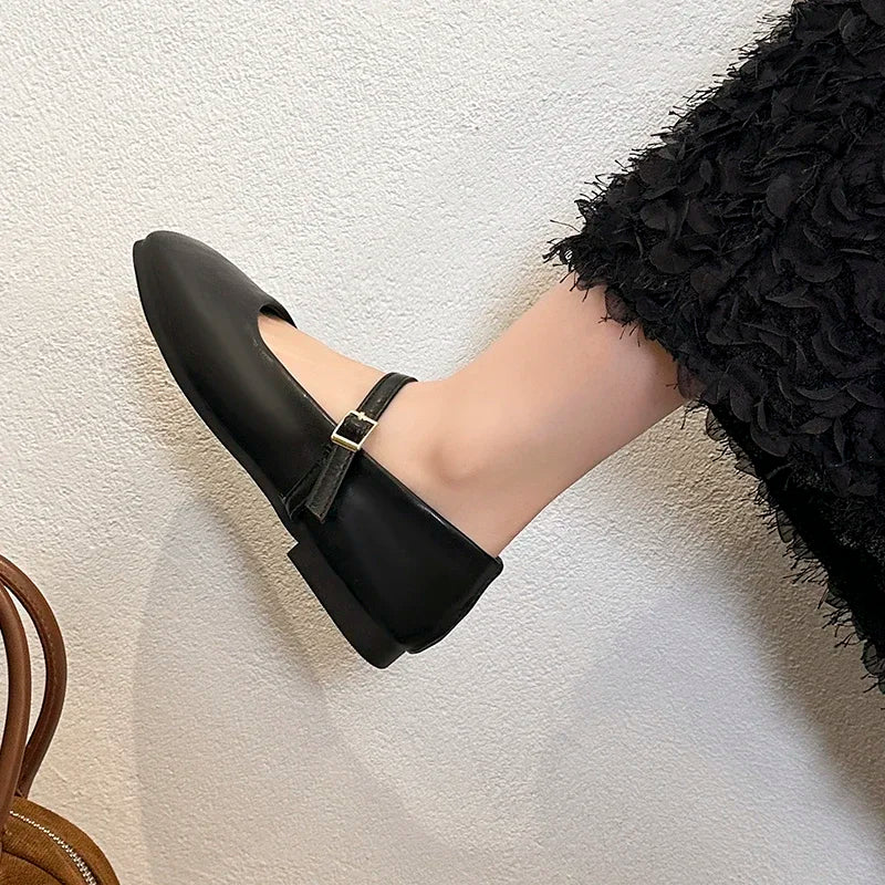 2025 Women Leather Shoes Spring Autumn New Fashion Korean Style Soft Bottom Anti-slippery Versatile Retro Simple Lady Flat Shoes