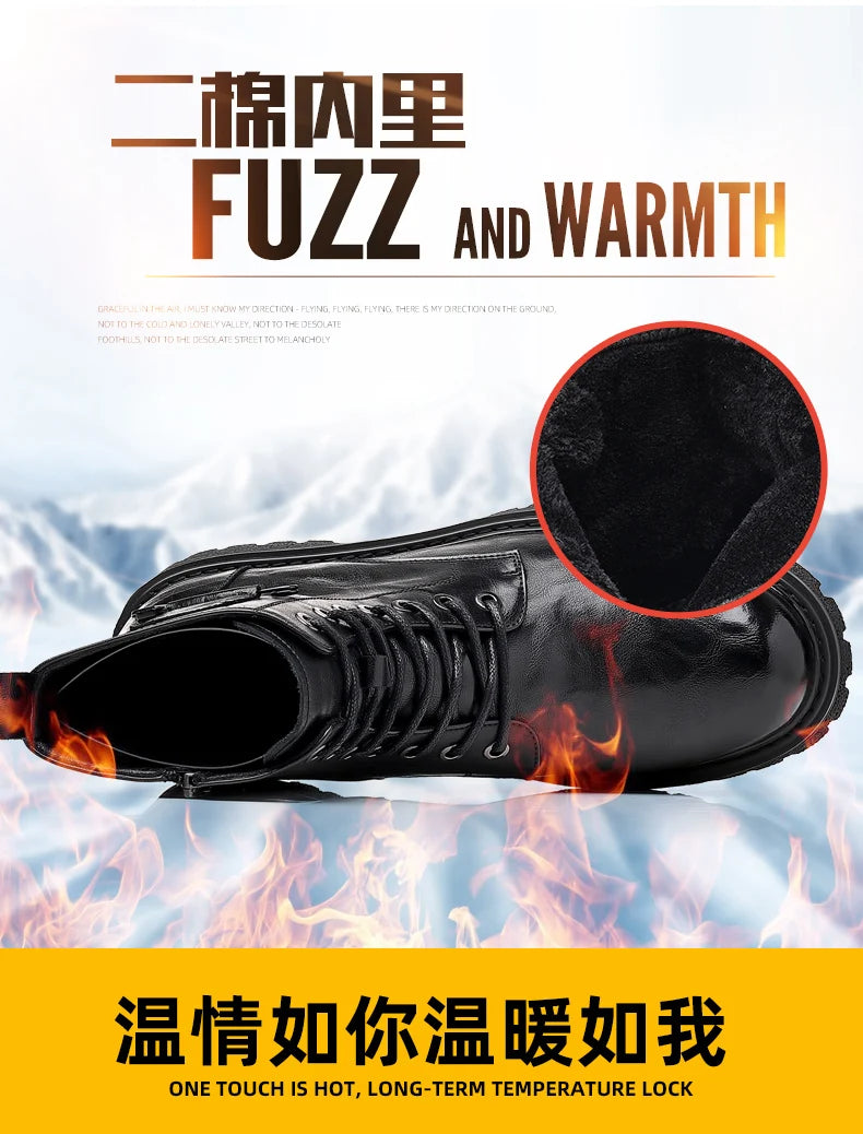 Men's High-Top Boots: British Style Thickened Sole Genuine Leather Indestructible Work Boots, Couple Big Yellow Boots for Men an