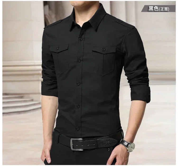 Men Shirts Tops Single Breasted Shirt Turn Down Collar Full Sleeve Casual Regular Splice Simple Slim Fit Top Autumn Winter