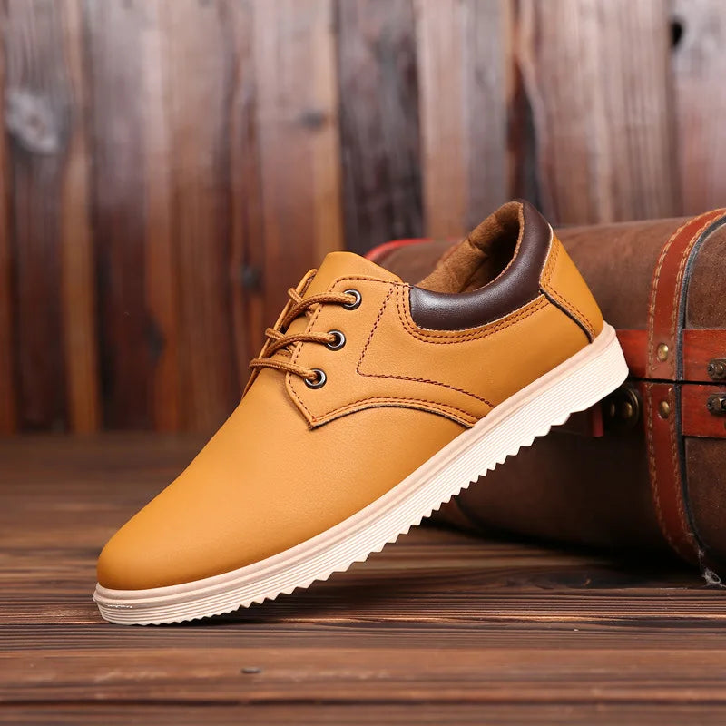 Casual Shoes Men Leather  Men 2023 Summer Brand Comfortable Flat Shoes for Men Trendy Sneaker Men Lace Up Oxfords Shoes