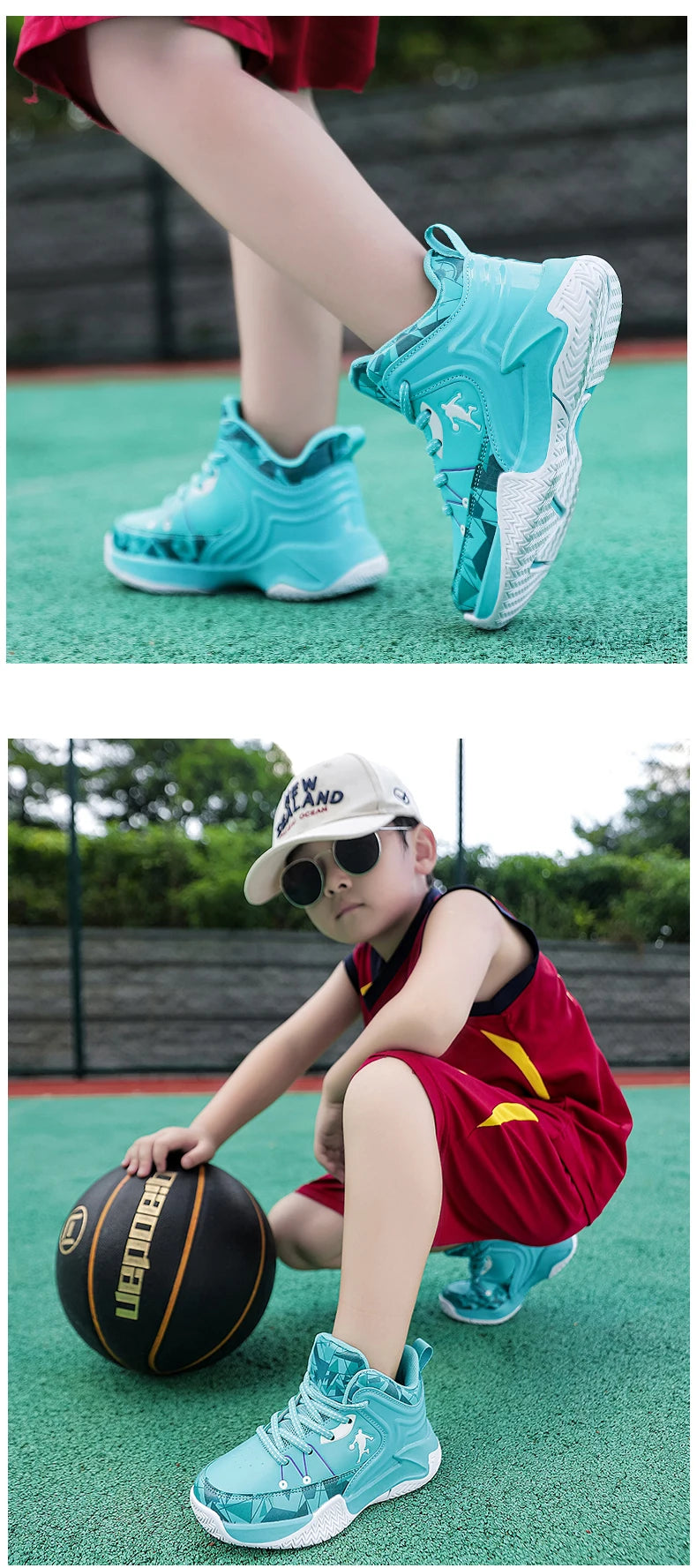 Hot Sale Basketball Shoes For Children Fashion Design Purple Children's Basketball Sneakers High Top Lace-up Kids Sports Shoes