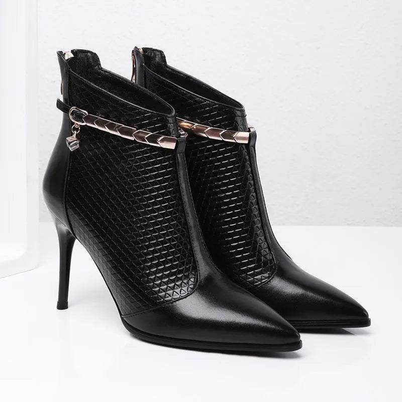 Boots Shoes Round Toe Boots-Women Zipper High Heel Lolita Rubber Pointy 2024 Ladies Ankle Rock Solid Spring Lace-Up PU Retro Po