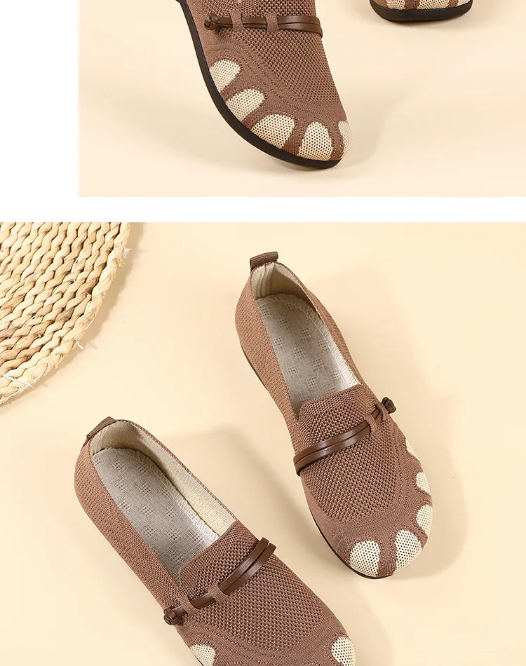 Women's shoes 2025 spring/summer new style shallow mouth flat bottom mother's shoes breathable mesh shoes comfortable loafers