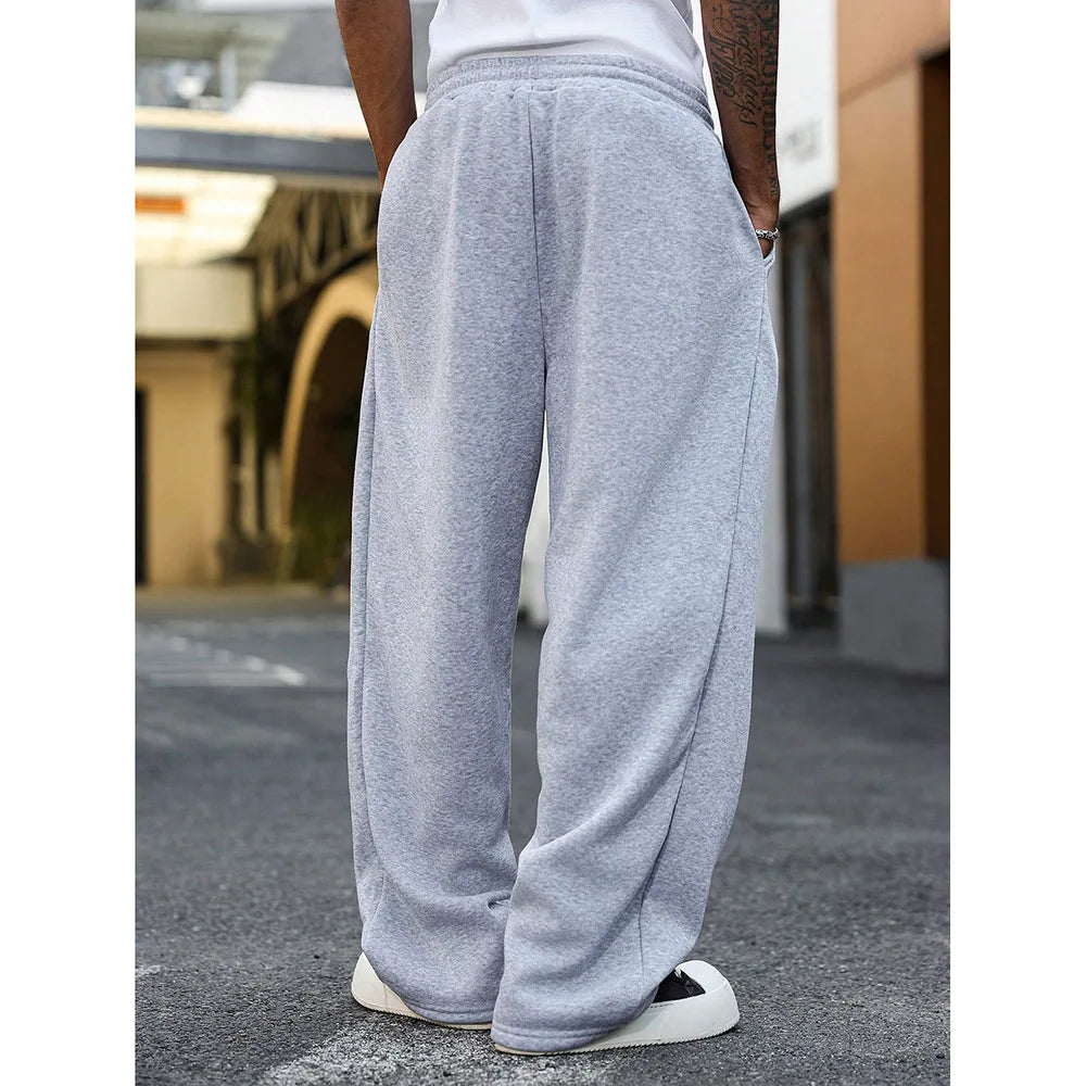 American Style Casual Pants Men Spring Autumn New Straight Leg Sport Sweatpants Drawstring Slim Wide Leg Long Pants