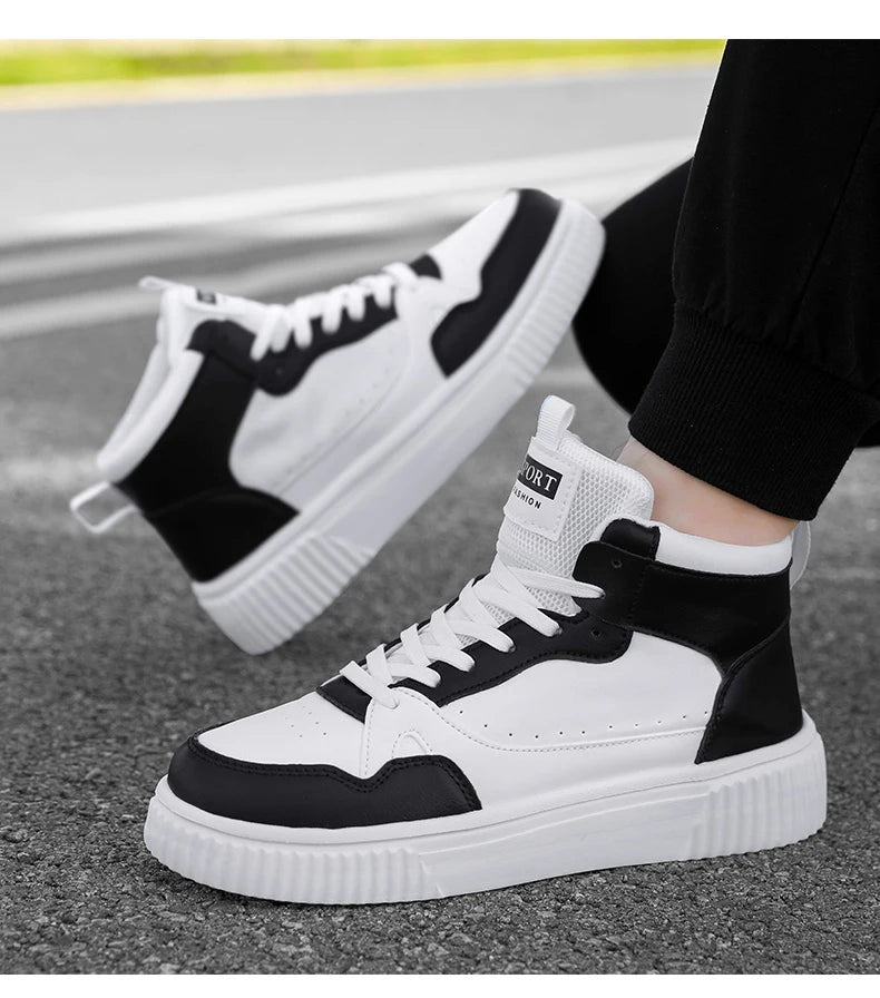 Classic High Top Men's Board Shoes Leather Casual Sports Lightweight Cosy Street Trend Walking Shoes for Men And Women