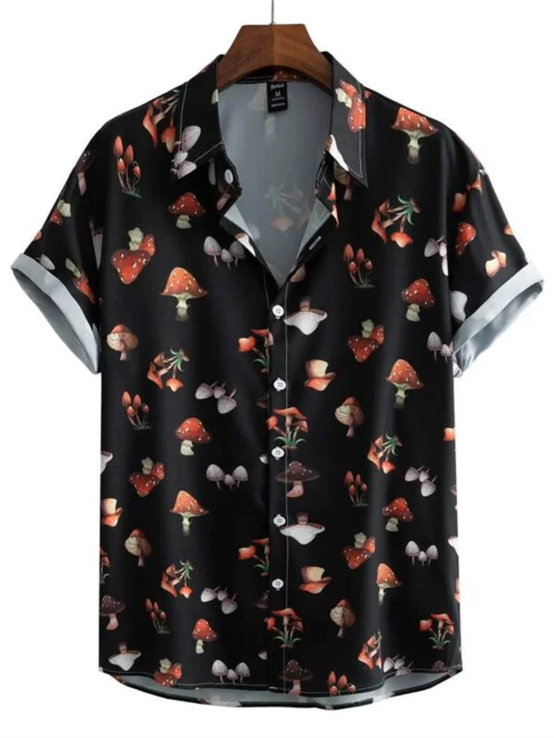 Men's astronaut printed shirts 2023 summer Hawaii short sleeved shirt Men's beach breathable tops Outdoor street men's clothing