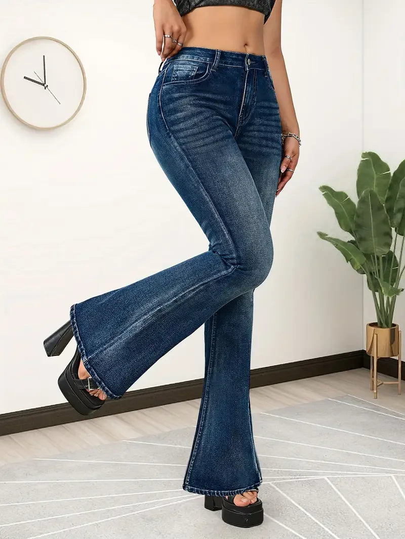 European and N Style Edition Stretch Bell-bottom Pants Women Jeans Women Comfortable Fashion All-matching Trend Jeans
