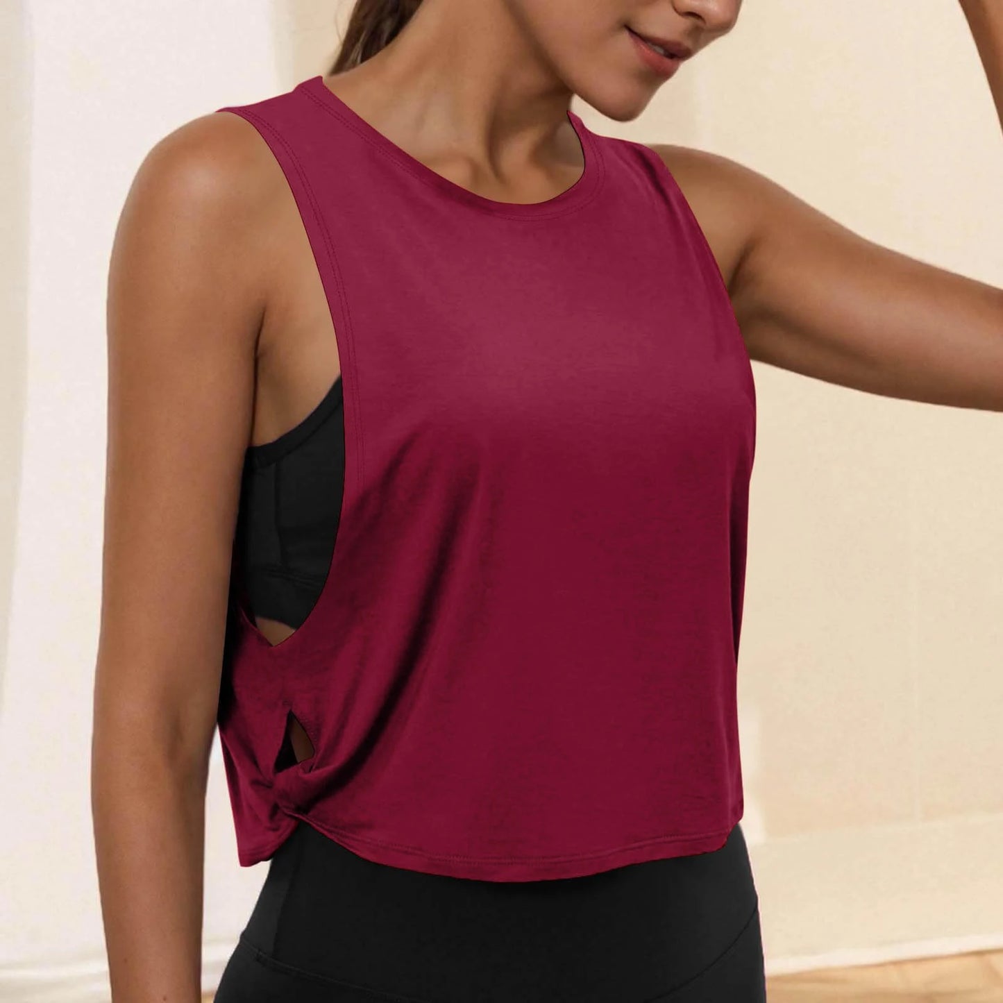 Women Sleeveless Yoga Tops Breathable Blouse Cover Up Gym Workout Cool T-Shirt Running Short Tank Crop Top Athletic Vest