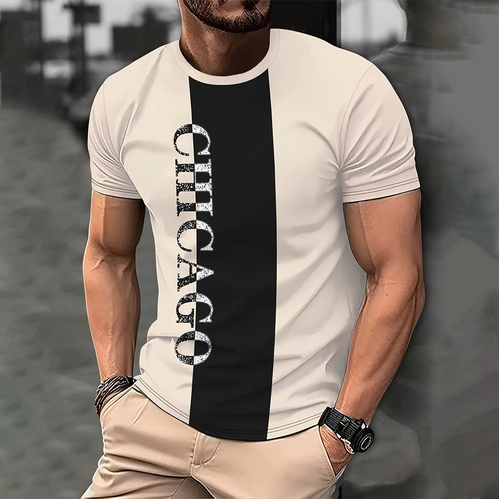 Men's T-shirt Letter Never Give 3D Printing Casual Short Sleeve T Shirts Oversized Men T-shirt Clothing Tops Outdoor Streetwear