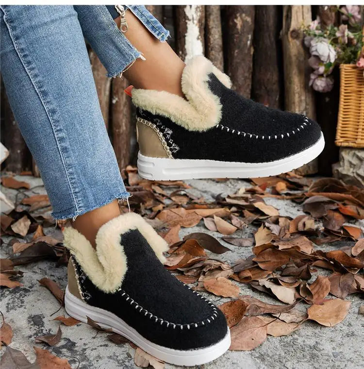 Boots Woman 2025 Trend Snow Flat Shoes Women Platform Women Shoes Fashion Ankle Boots Plush Botas Mujer Women's Winter Boots
