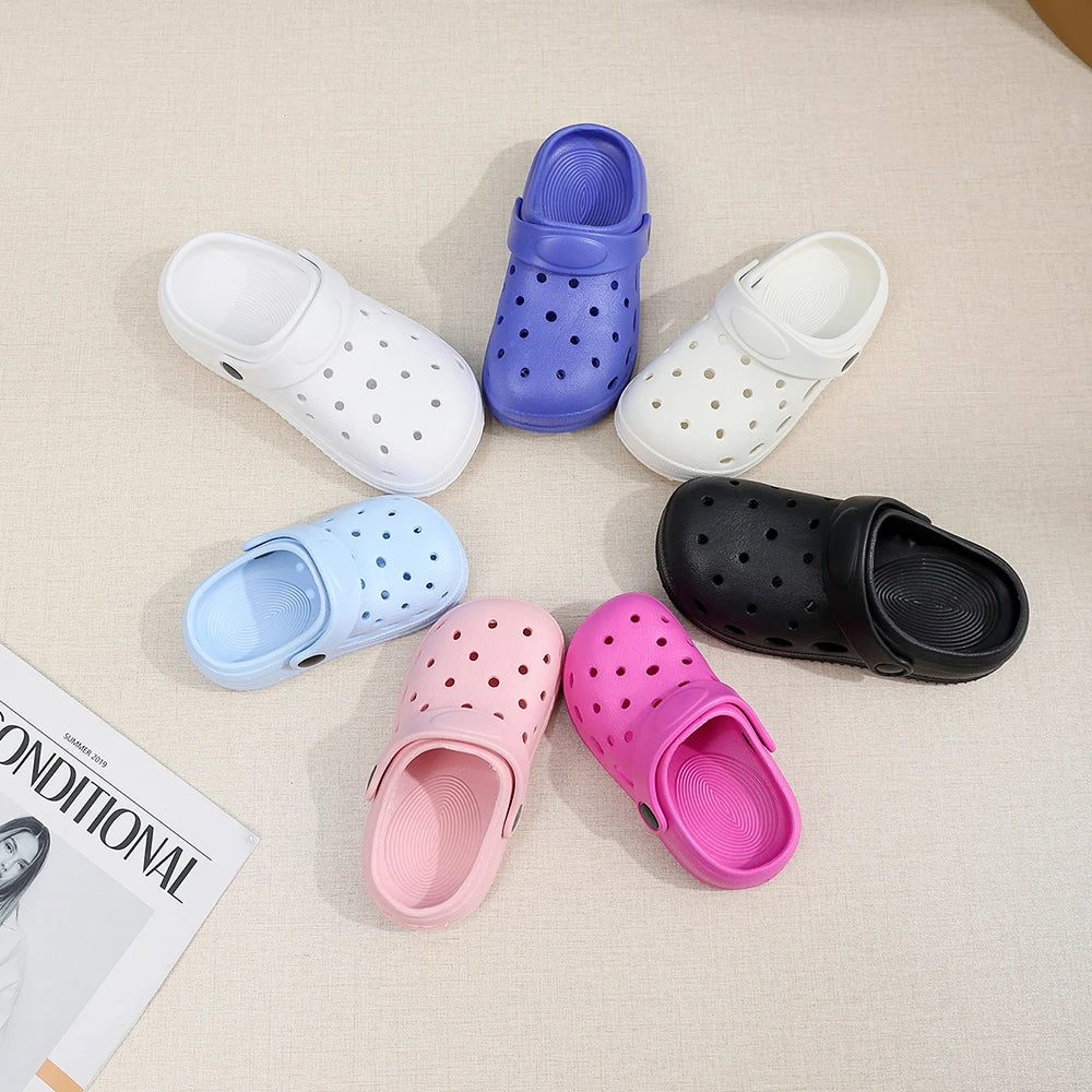 Kids Sandals Hole Children's Shoes Slippers Soft Anti-Skid Simple DIY Design Hole Baby Shoes Sandy Beach For Boys Girls