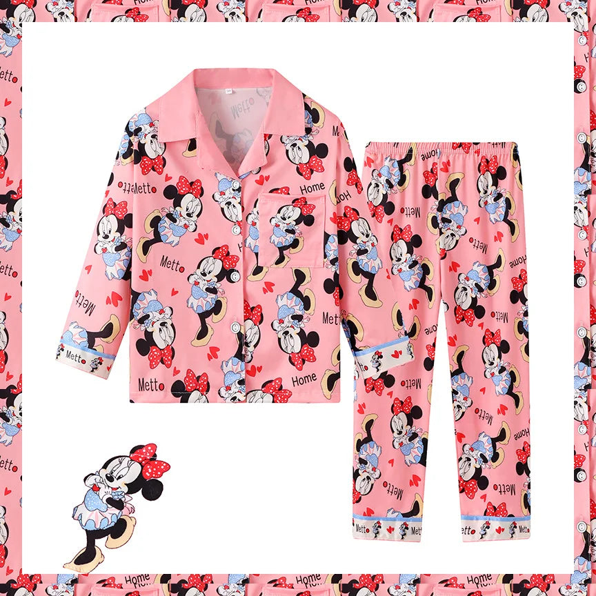 New Children's Capybara Pajamas Set for Spring Autumn Lapel Long Sleeves Girls Boys Loungewear Set For Older Kids Clothes Set