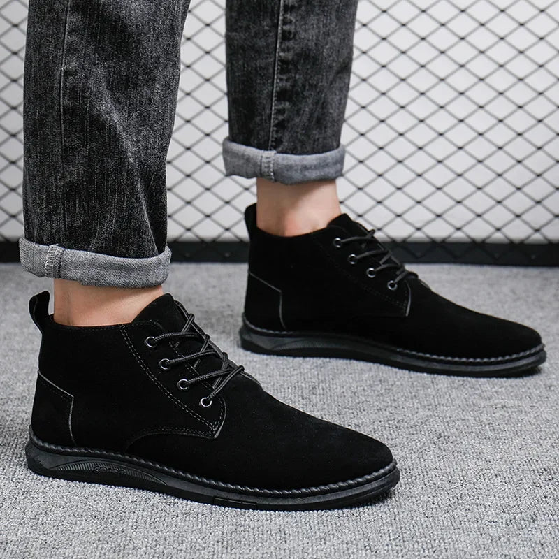 2025Men's Shoes High-top Casual Shoes High Quality Suede Chelsea Boots Fashion British Ankle Boots Business Oxfords Dress Shoes