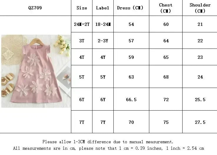 Summer New Girls' Casual Clothes Pleated 3D Flower Sleeveless Princess Dress Korean Version Solid Color Children 2-12 Years Old